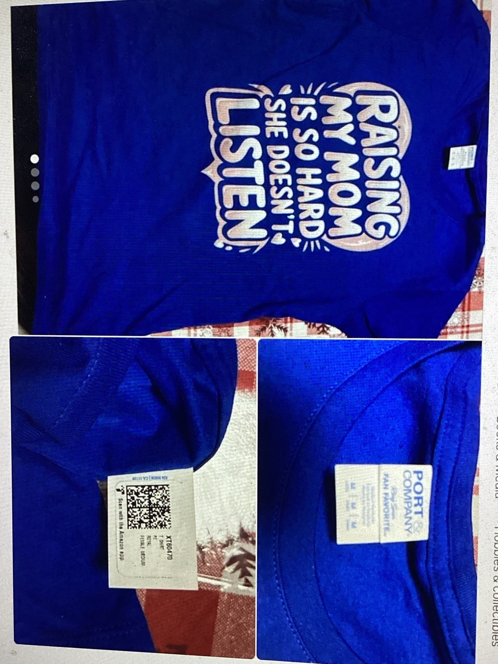Womens Royal Blue Graphic Tee - "Raising My Mom Is So Hard She Doesn't Listen"